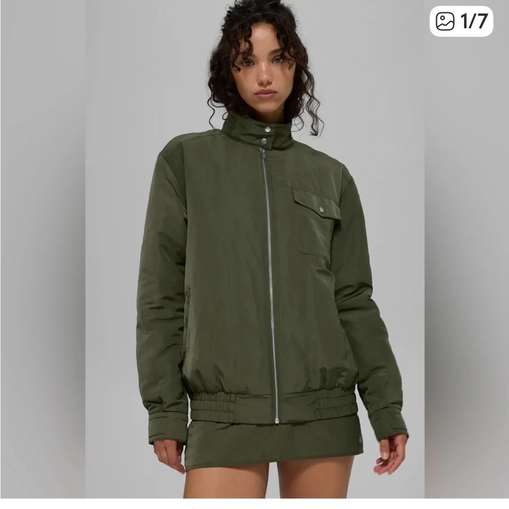 NWT ALO Yoga Green Olive Bomber Jacket